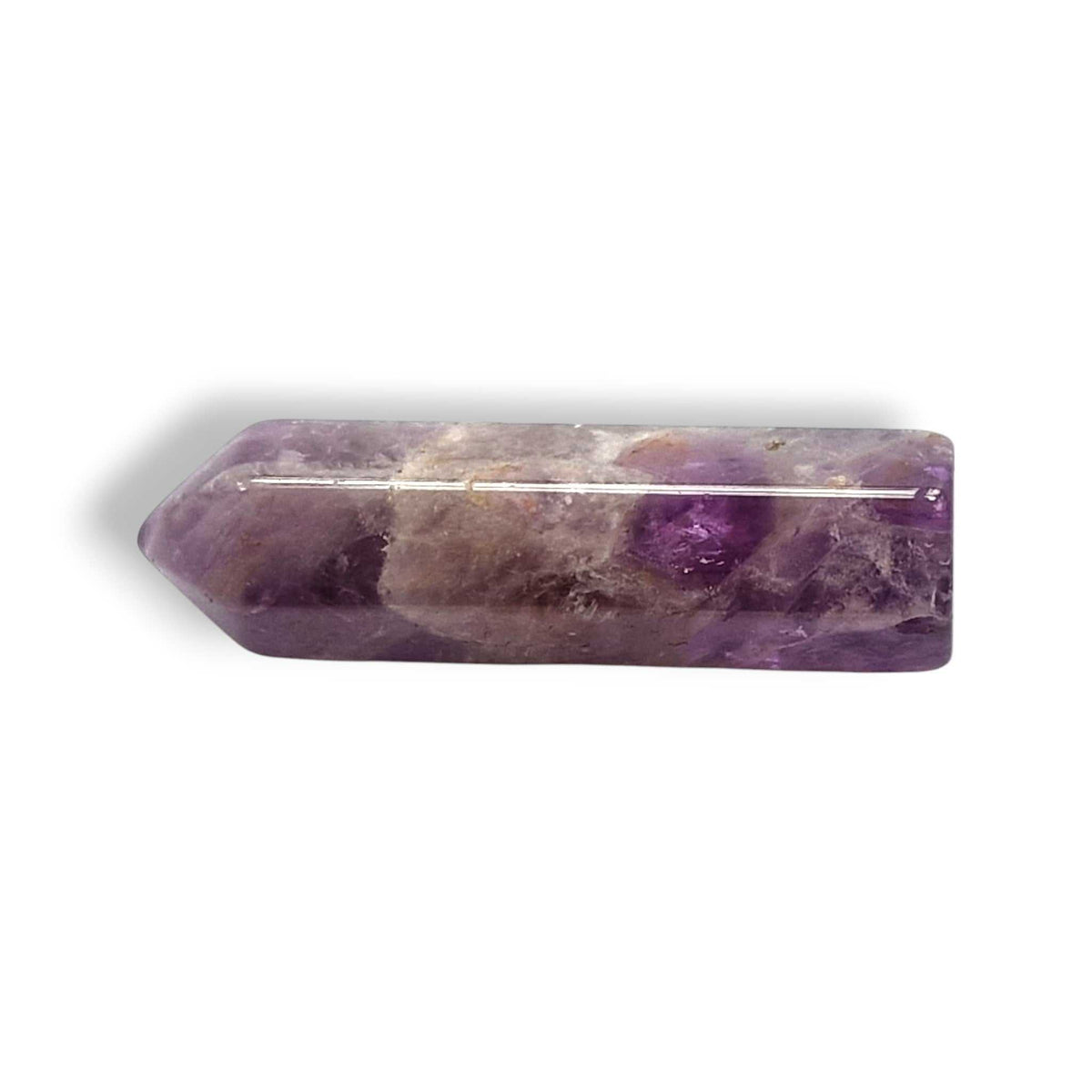 Amethyst crystal point, natural polished stone, view 2