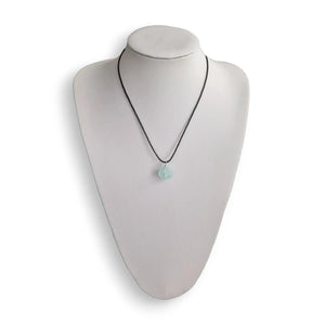 Aquamarine necklace, faceted crystal on a wax cord