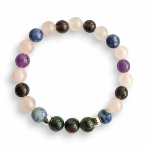 Custom crystal bracelet, Sodalite and Amethyst base, view 2