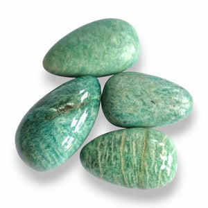 Amazonite polished tumblestone in soft blue-green natural stone