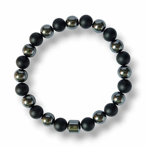 Men's hematite and matte onyx bracelet, view 2