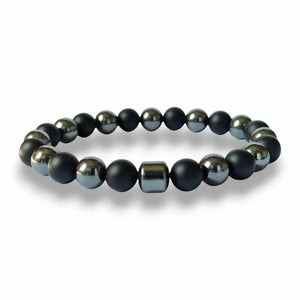 Men's hematite and matte onyx beaded bracelet, 8mm