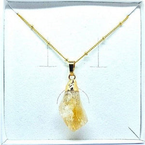 Raw citrine pendant necklace, gold-plated chain, view 3