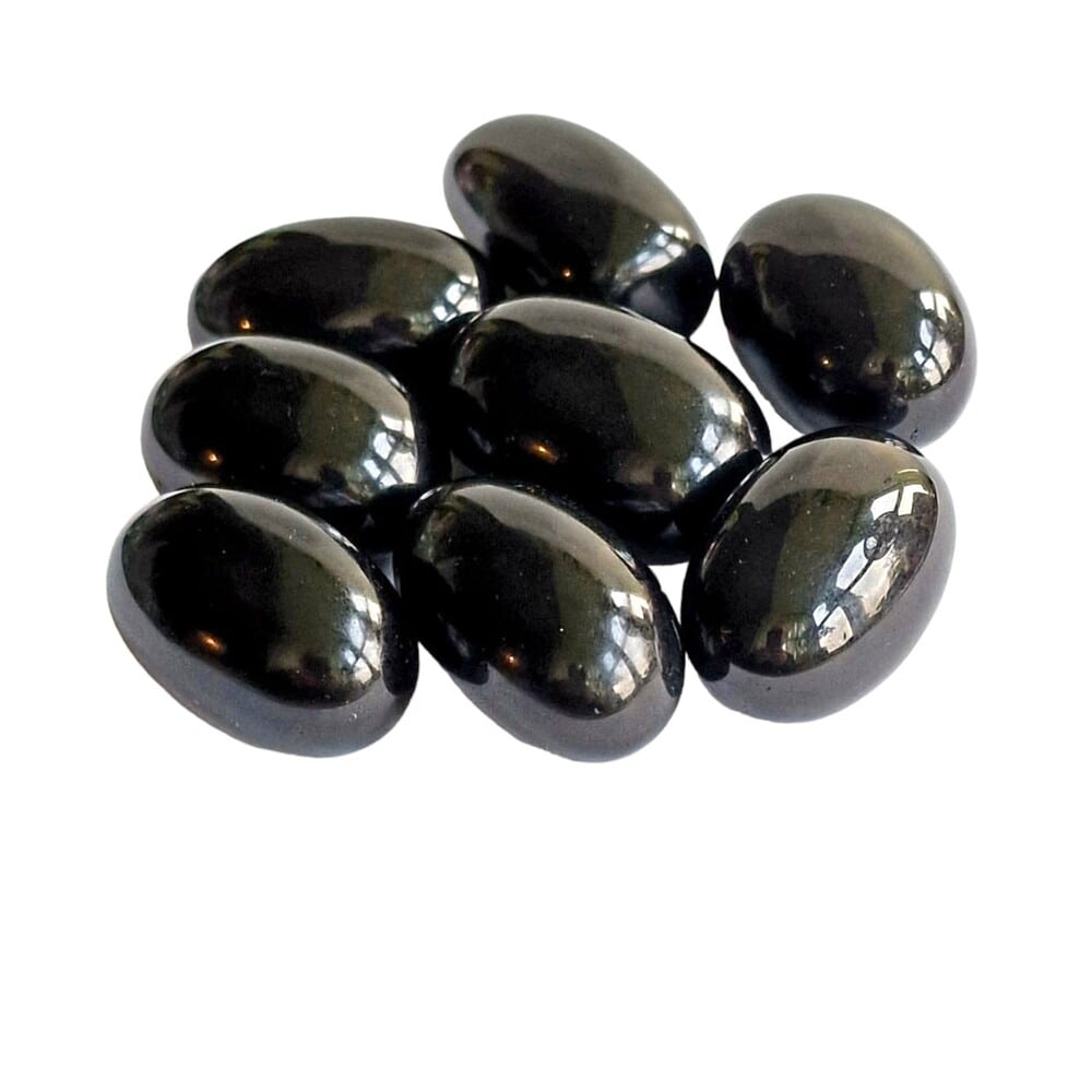 Black obsidian polished tumblestone, glossy black, view 2