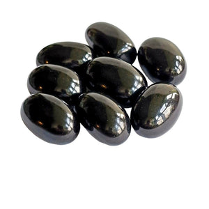 Black obsidian polished tumblestone, glossy black, view 2