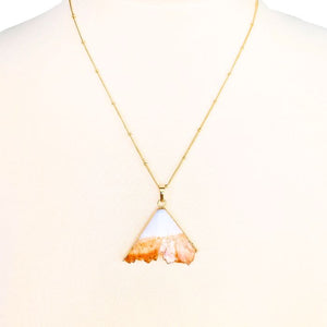 Raw citrine triangle pendant necklace, gold-plated, view 2