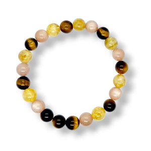 Citrine and tiger's eye gemstone bracelet, warm golden tones, view 3