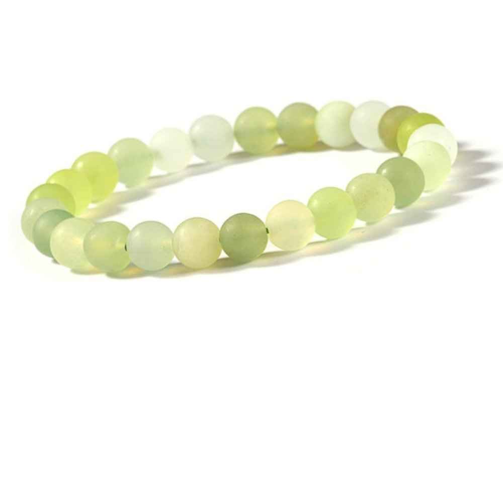 New jade beaded bracelet, soft green serpentine, view 2