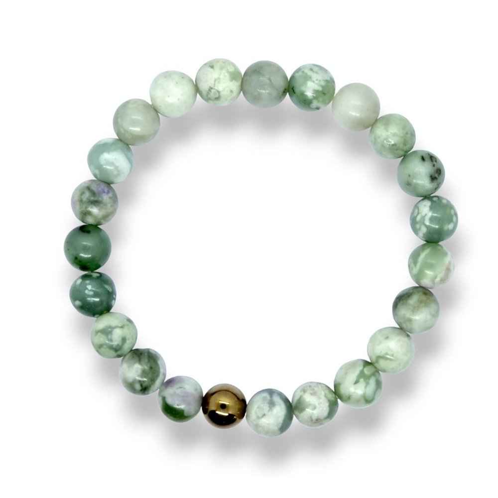 Peace jade beaded bracelet, soft green, view 2