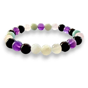 Moonstone and Rose Quartz gemstone bracelet in soft tonal mix