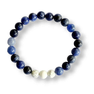 Howlite and sodalite bracelet set, white and blue, view 3