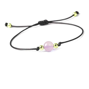 Rose quartz beaded bracelet, soft pink, view 2