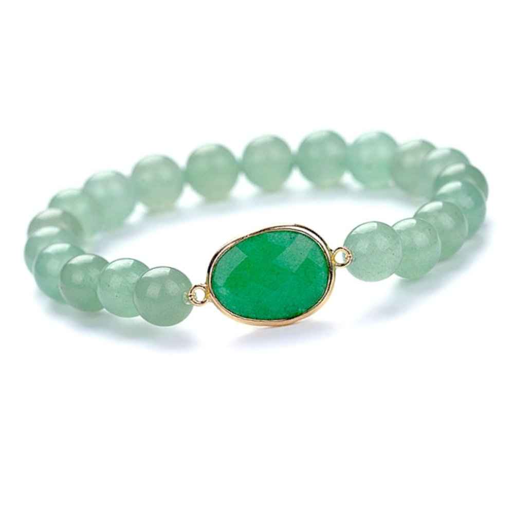 Green aventurine beaded bracelet, soft green, view 2