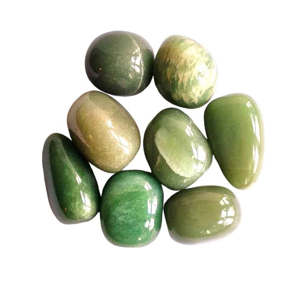 Green aventurine polished tumblestone, soft green, view 2