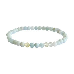 Aquamarine and citrine beaded bracelet in blue and gold, 4mm