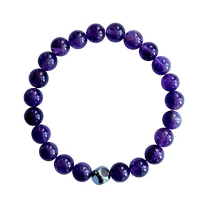 Amethyst and hematite beaded bracelet, view 2