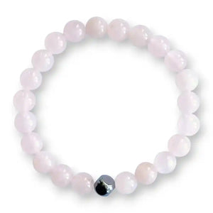 Rose quartz and hematite beaded bracelet, view 2