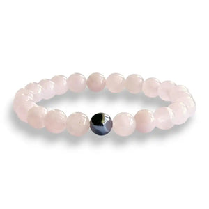Rose quartz and hematite beaded bracelet, view 3