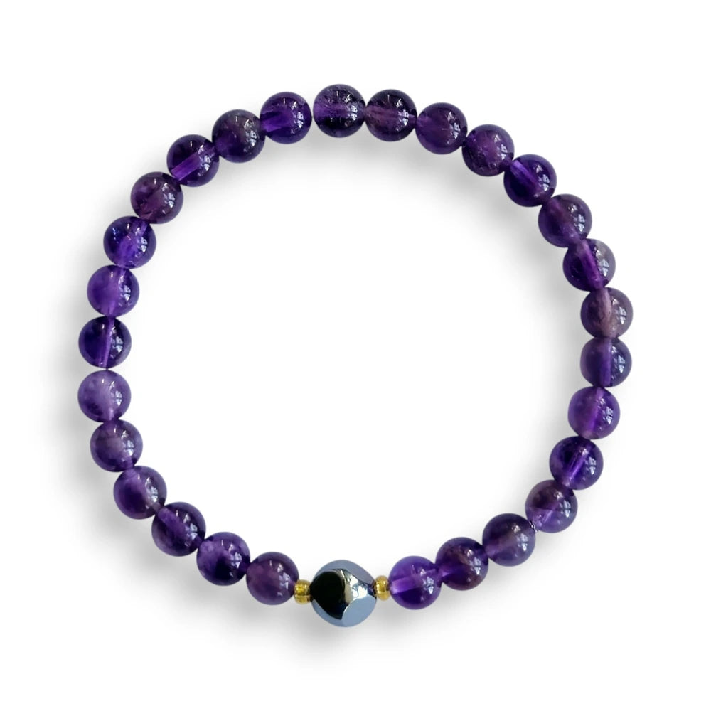 Amethyst beaded bracelet, purple, view 2
