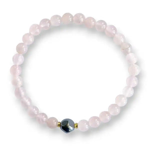 Rose quartz beaded bracelet, soft pink, view 2