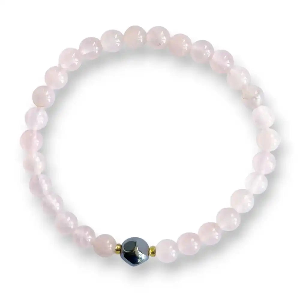 Rose quartz beaded bracelet, soft pink, view 2