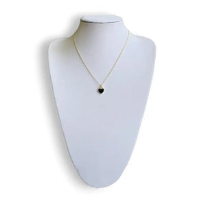 Black onyx heart pendant necklace, gold-plated chain, view 3