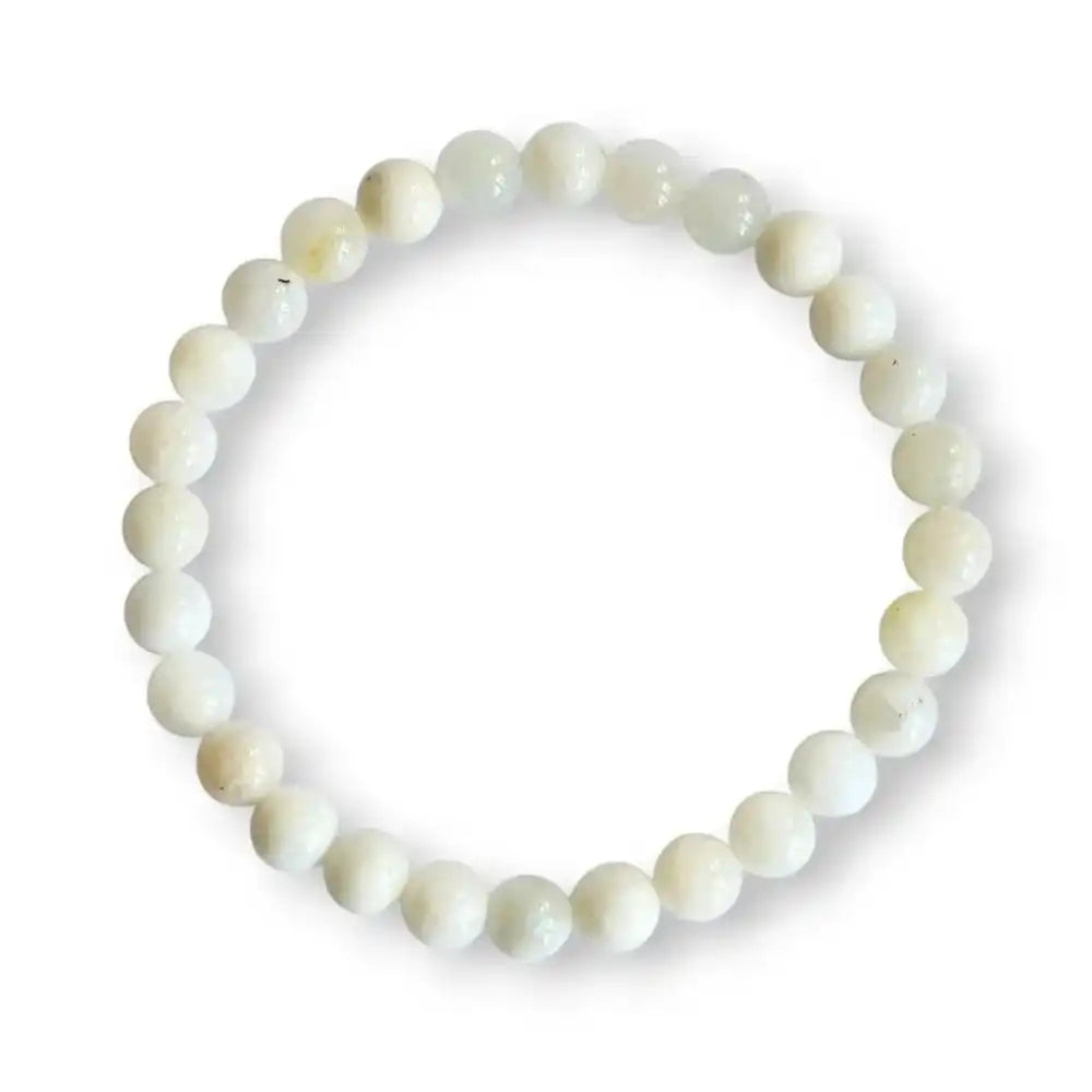 Moonstone beaded bracelet, white sheen, view 2