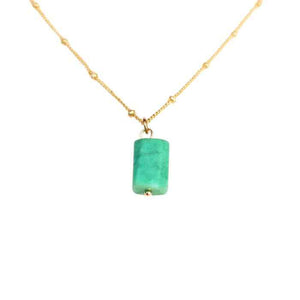 Chrysoprase pendant necklace in fresh sea-green natural stone