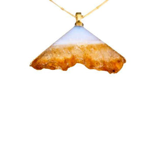 Raw citrine triangle pendant necklace, gold-plated, view 3
