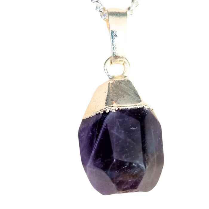 Faceted amethyst pendant necklace, sterling silver 925, view 2