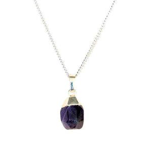 Faceted amethyst pendant necklace in sterling silver 925
