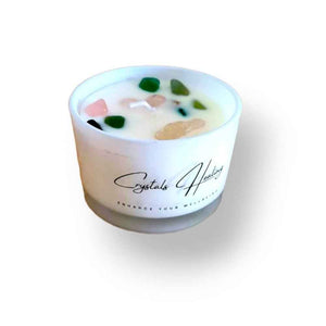 Cedarwood and citrus soy wax candle with crystal, hand-poured, view 3