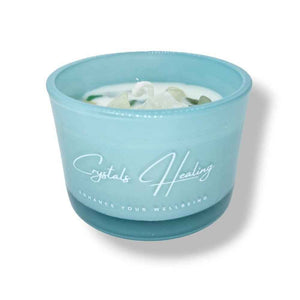 Lavender and rose soy wax candle with a natural crystal, hand-poured