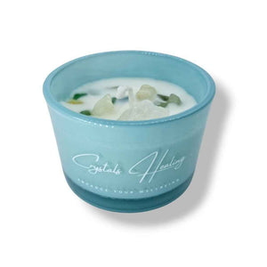Lavender and rose soy wax candle with crystal, hand-poured, view 2