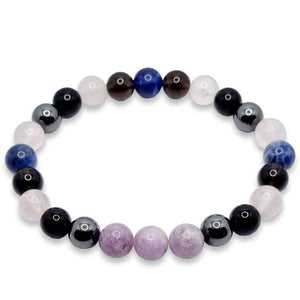 Lepidolite and rose quartz gemstone bracelet, soft lilac tones, view 2