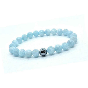 Aquamarine beaded bracelet, pale sea blue, view 2