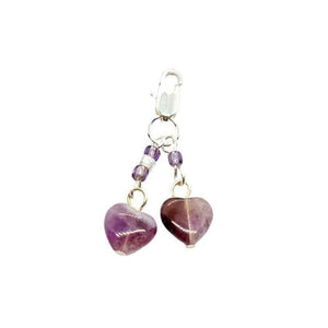 Amethyst crystal keyring with a polished natural purple stone