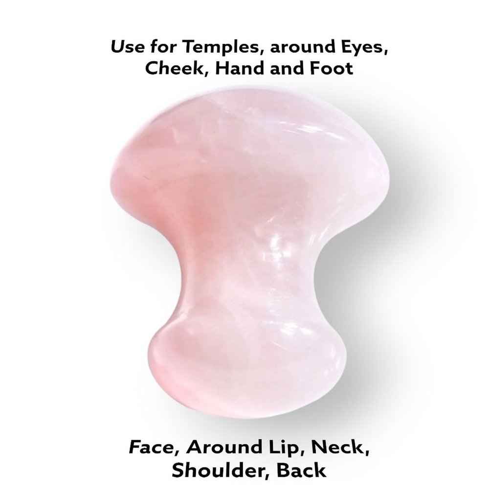 Rose quartz mushroom massage tool for facial massage, view 2
