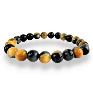 Blue Gold Tiger's Eye beaded bracelet, midnight blue and gold shimmer