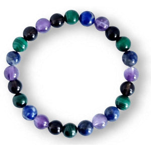 Malachite and amethyst gemstone bracelet, deep jewel tones, view 2