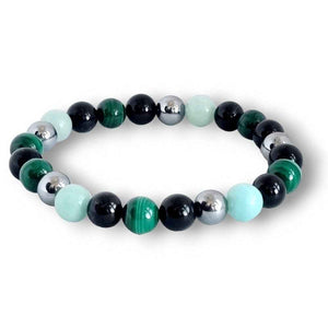 Men's dark gemstone bracelet with obsidian and hematite
