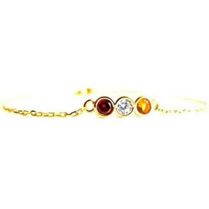 Dainty bracelet in gold-plated sterling silver with garnet, citrine and a lab-created diamond accent