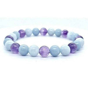 Aquamarine, Amethyst and Angelite beaded bracelet in soft blue and lilac