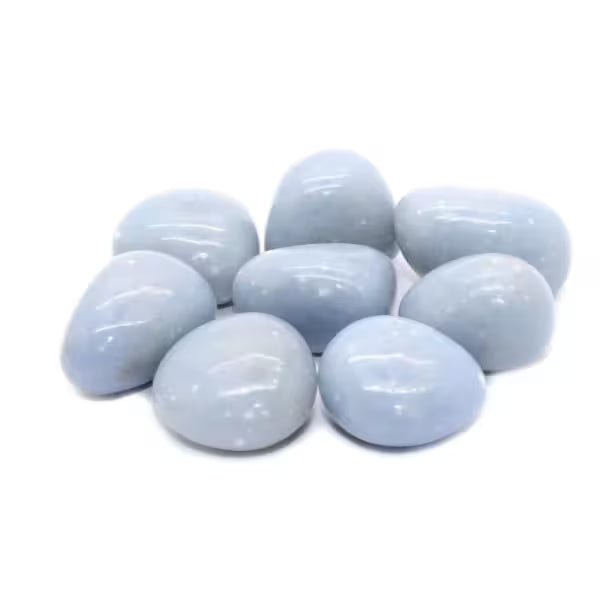 Natural Angelite crystals and jewellery, pale blue