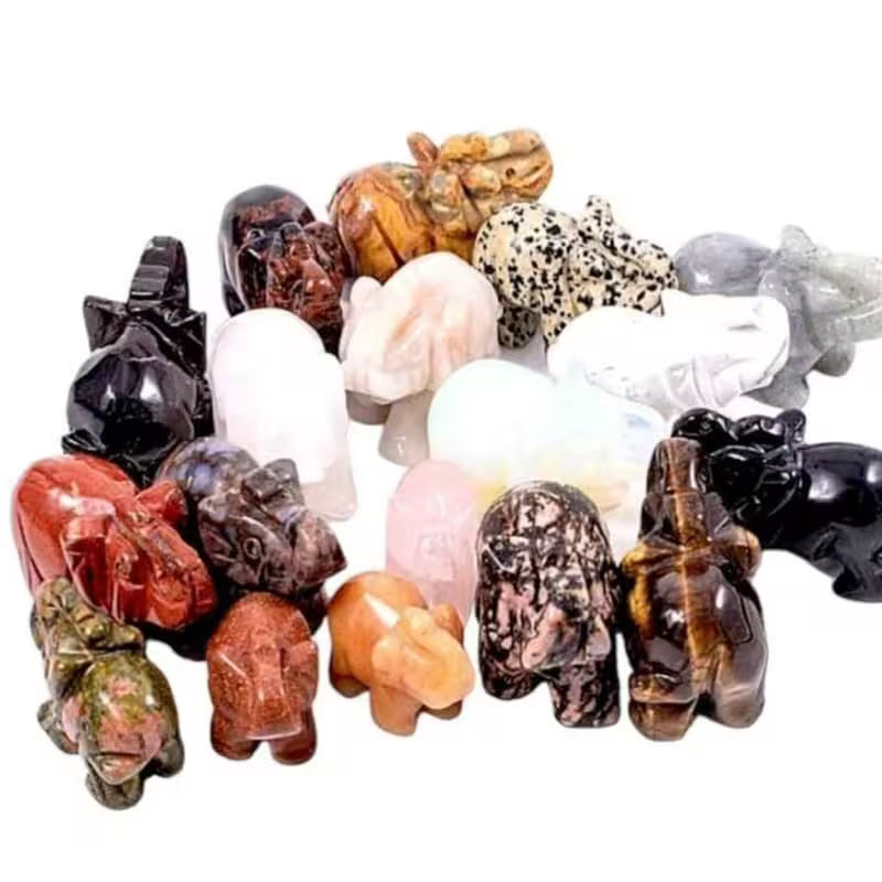 Hand-carved natural stone figurines