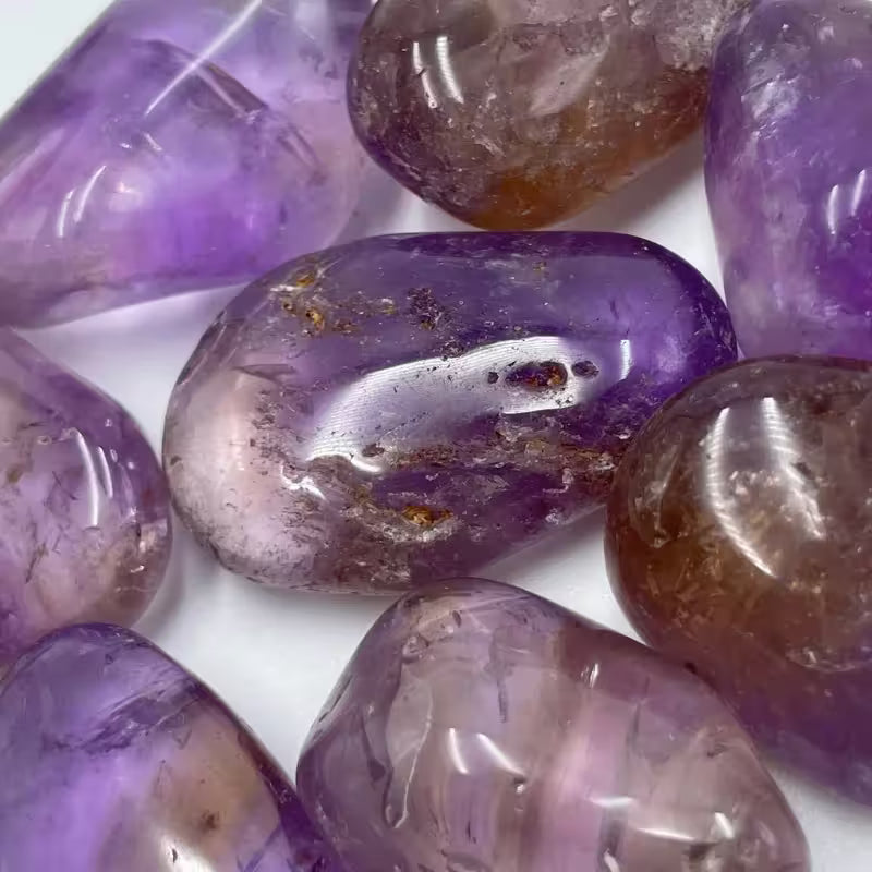 Natural Amethyst crystals and jewellery, pale lilac to deep violet