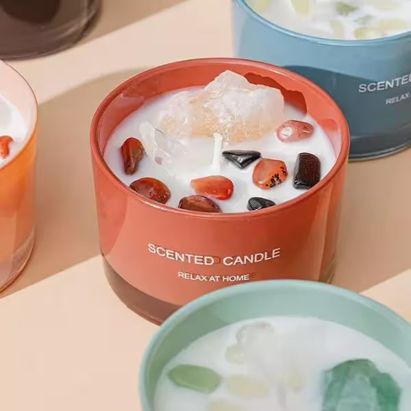 Hand-poured soy wax crystal candles
