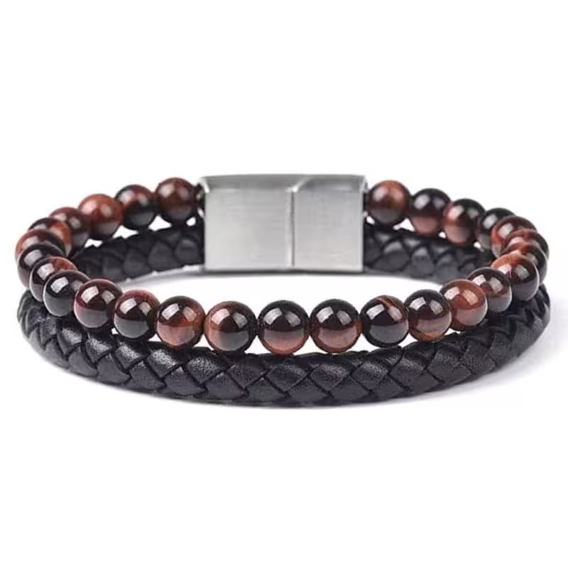 Natural stone and leather bracelets