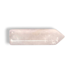 Rose quartz crystal point, natural polished stone, view 3