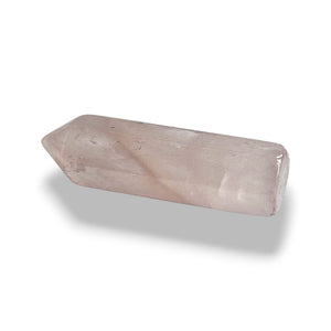 Rose quartz crystal point, natural polished stone, view 2